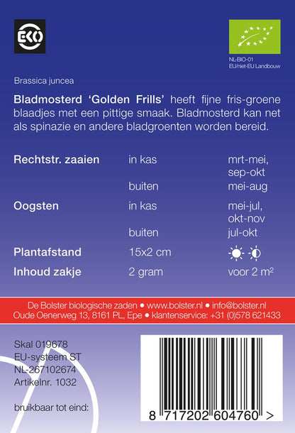 Bladmosterd 'Golden Frills'  Biologisch