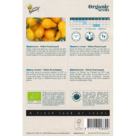 Organic Tomaat Yellow Pearshaped zaden